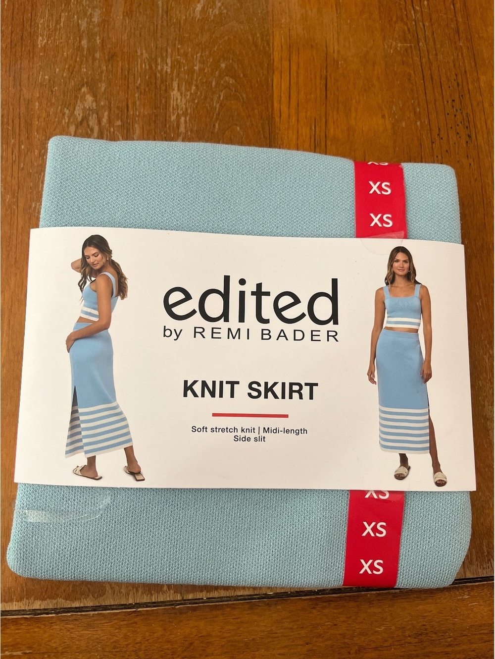 Edited by Remi Bader Light Blue Knit Midi Skirt XS